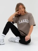 Blakely Varsity Oversized T Shirt/Light Beige